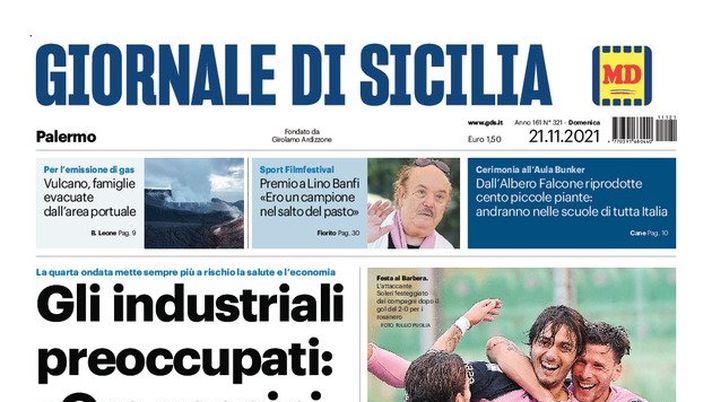 Prima Pagina, Giornale di Sicilia: “Il Palermo spicca il volo” 