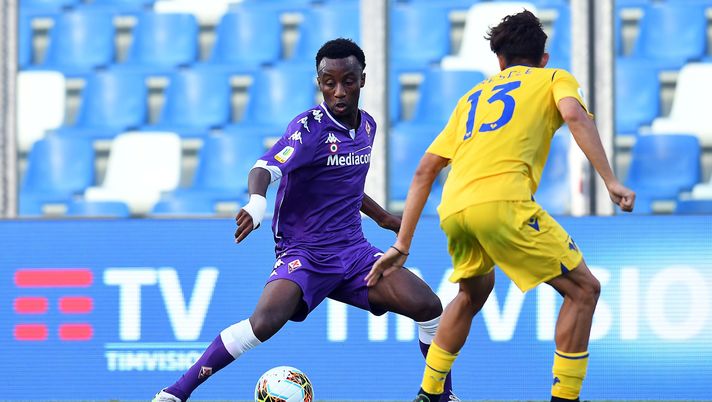 REGGIO NELL'EMILIA, ITALY - AUGUST 26: Christian Loic Koffi of ACF Fiorentina in action during the Primavera TIM Cup Final match between Hellas Verona and ACF Fiorentina at Mapei Stadium - Citta' del Tricolore on August 26, 2020 in Reggio nell'Emilia, Italy. (Photo by Alessandro Sabattini/Getty Images) REGGIO NELL'EMILIA, ITALY - AUGUST 26: Christian Loic Koffi of ACF Fiorentina in action during the Primavera TIM Cup Final match between Hellas Verona and ACF Fiorentina at Mapei Stadium - Citta' del Tricolore on August 26, 2020 in Reggio nell'Emilia, Italy. (Photo by Alessandro Sabattini/Getty Images)