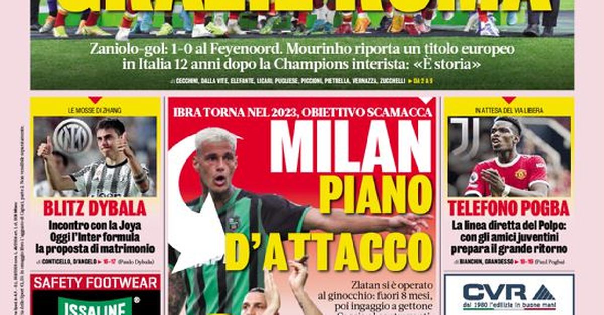 Prima Pagina, La Gazzetta dello Sport: “Grazie Roma. Blitz Dybala, l’Inter…”