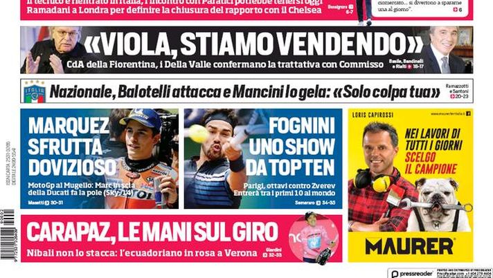 Prima Pagina, Corriere dello Sport: “King Klopp. Sarri vede la Juve. Balotelli attacca e Mancini lo gela” Prima Pagina, Corriere dello Sport: “King Klopp. Sarri vede la Juve. Balotelli attacca e Mancini lo gela”