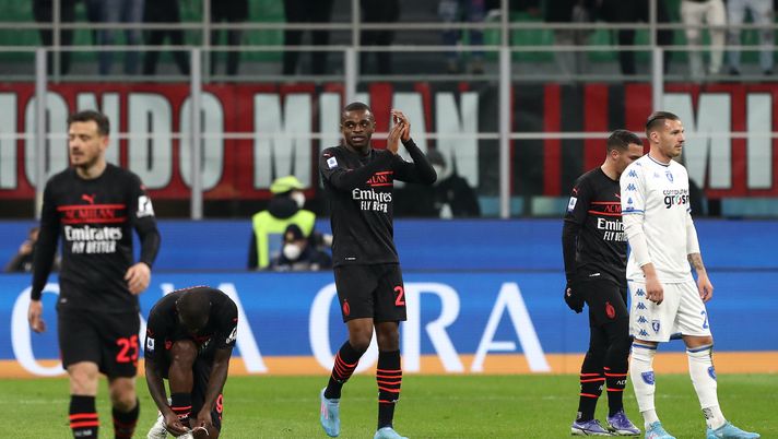 Pierre Kalulu (difensore AC Milan) esulta per il suo gol in Milan-Empoli (Serie A 2021-2022) | News (Getty Images) Pierre Kalulu AC Milan Milan-Empoli Serie A 2021-2022