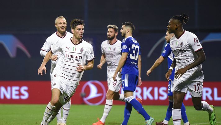 esultanza gol Gabbia AC Milan Dinamo Zagabria-Milan 0-4 Champions League 2022-2023