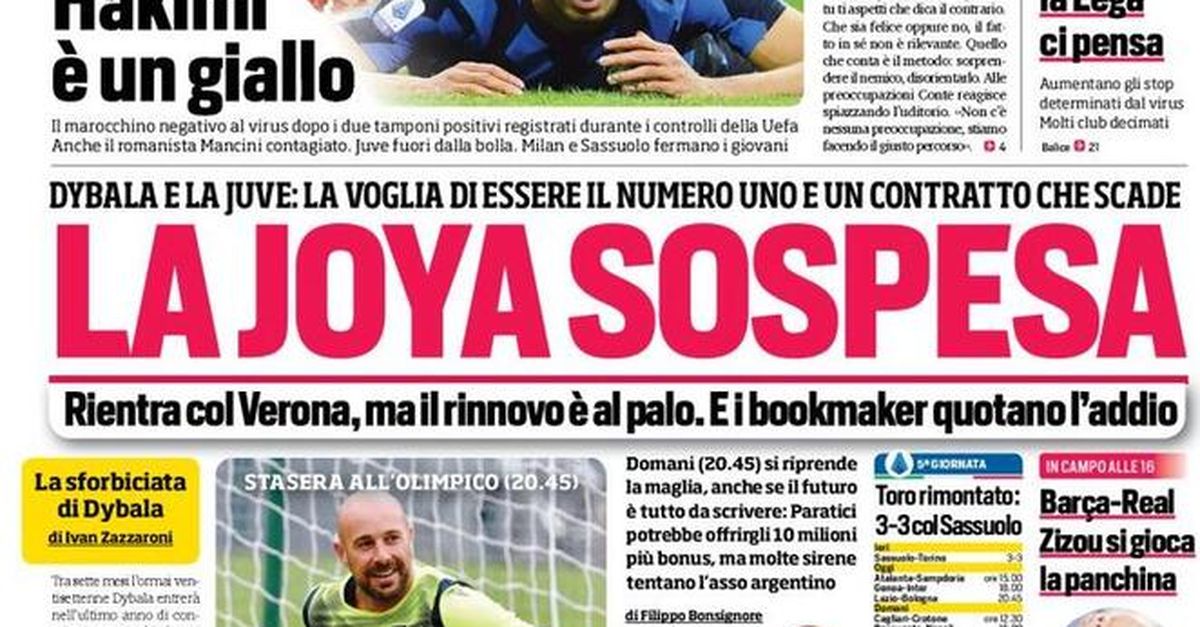 Corriere Dello Sport La Prima Pagina Di Oggi 24 Ottobre 2020