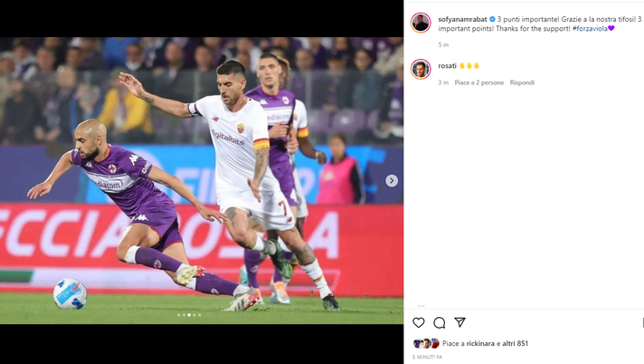 Il day after di Amrabat: “3 punti importanti, grazie ai tifosi” - immagine 1