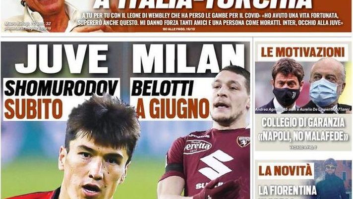 La prima pagina di Tuttosport, in edicola oggi, 8 gennaio 2021 