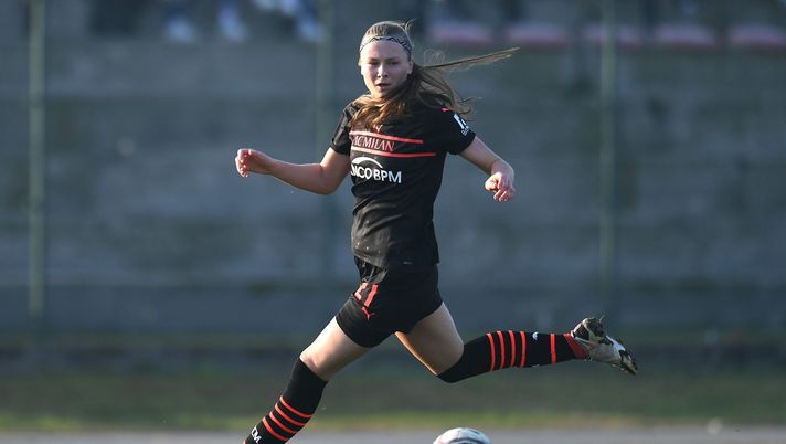 CITTADELLA, ITALY - NOVEMBER 20: Rimante Jonusaite of AC Milan in action during the Women Coppa Italia match between Cittadella and AC Milan at Centro Sportivo Tom on November 20, 2021 in Cittadella, Italy. (Photo by AC Milan/AC Milan via Getty Images)