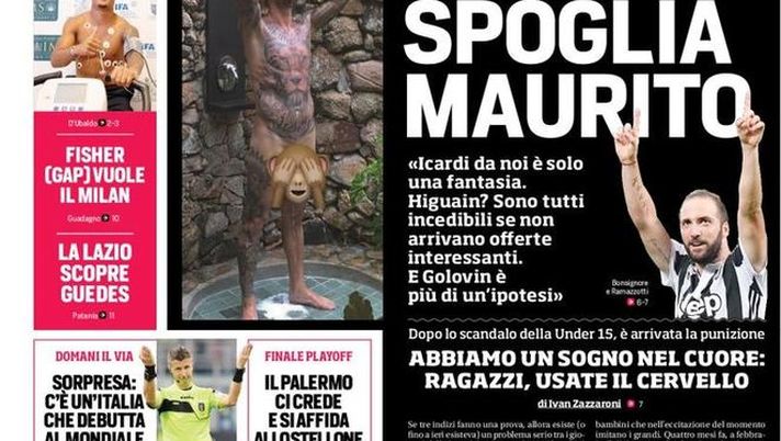 Prima Pagina, Corriere dello Sport: “Marotta spoglia Maurito. Il Palermo ci crede e si affida allo Stellone…”  Prima Pagina, Corriere dello Sport: “Marotta spoglia Maurito. Il Palermo ci crede e si affida allo Stellone…”