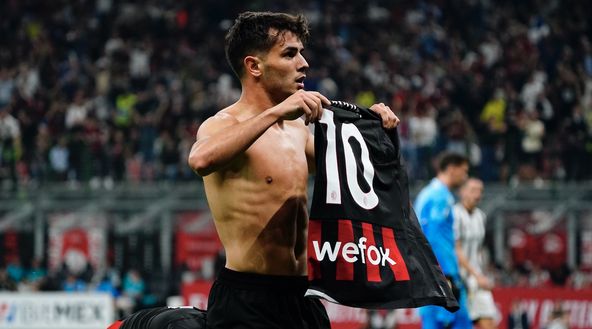L'esultanza di Brahim Díaz (attaccante AC Milan) per il suo gol in Milan-Juventus 2-0 (Serie A 2022-2023) | News (Getty Images) Brahim Díaz AC Milan Milan-Juventus Serie A 2022-2023