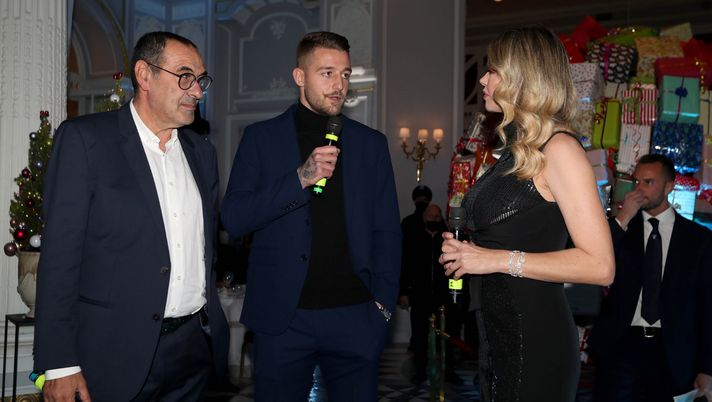 Sarri e Milinkovic con Anna Falchi