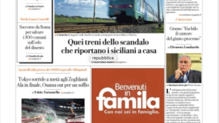 Prima Pagina, La Repubblica Palermo: “Nella morsa del fuoco e della criminalità”  Prima Pagina, La Repubblica Palermo: “Nella morsa del fuoco e della criminalità”