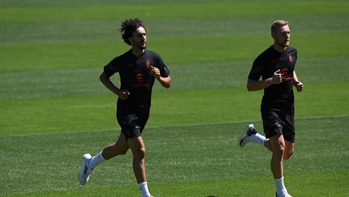 Adli e Pobega in allenamento con il Milan