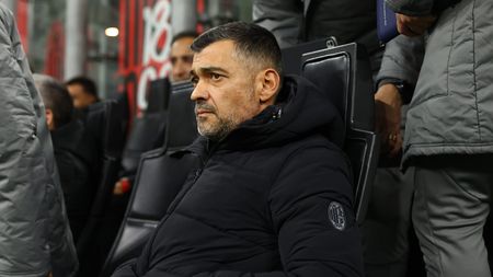 MILAN, ITALY - FEBRUARY 05: Head coach of AC Milan Sergio Conceicao looks on during the Coppa Italia Quarter Final match between AC Milan and AS Roma at Stadio Giuseppe Meazza on February 05, 2025 in Milan, Italy. (Photo by Giuseppe Cottini/AC Milan via Getty Images)