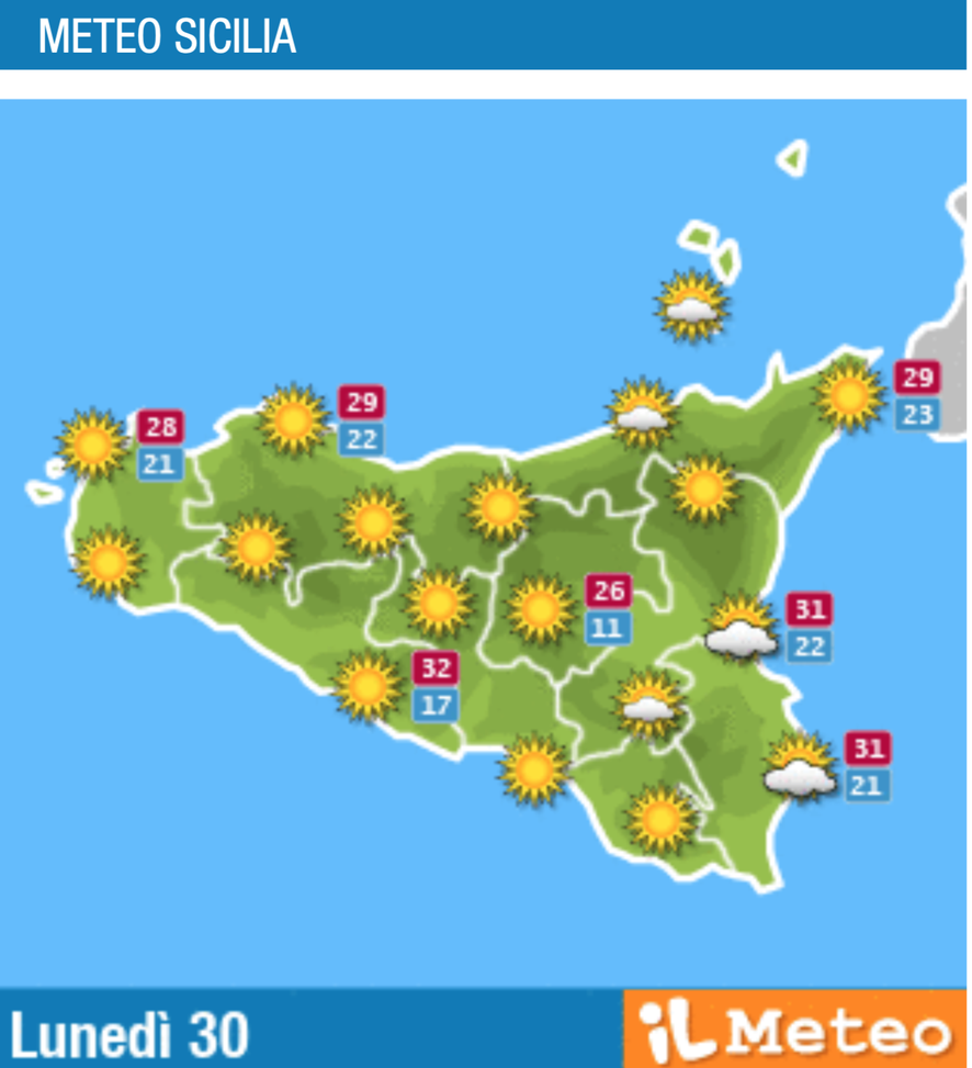 Meteo, Palermo: cielo sereno, le previsioni di lunedì 30 agosto 