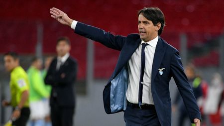 ROME, ITALY - MAY 15: SS Lazio head coach Simone Inzaghi reacts during the Serie A match between AS Roma  and SS Lazio at Stadio Olimpico on May 15, 2021 in Rome, Italy. (Photo by Marco Rosi - SS Lazio/Getty Images)