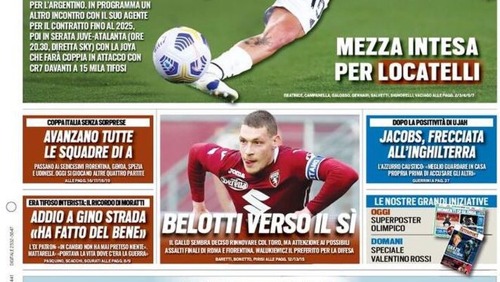 Prima Pagina, Tuttosport: “Dybala-day! Mezza intesa per Locatelli” Prima Pagina, Tuttosport: “Dybala-day! Mezza intesa per Locatelli”