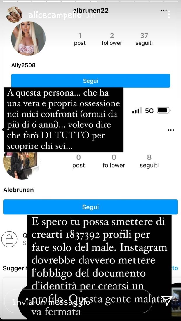 Tormentata da profili fake su Instagram, Alice Campello: “Così da sei anni. Spero…”- immagine 2