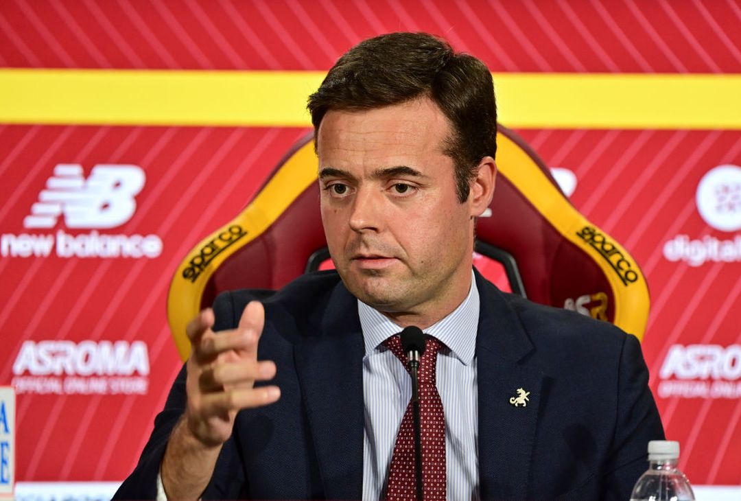  ROME, ITALY - SEPTEMBER 01: AS Roma General Manager Tiago Pinto during a press conference at Centro Sportivo
Fulvio Bernardini on September 01, 2021 in Rome, Italy. (Photo by Luciano Rossi/AS Roma via Getty Images)  