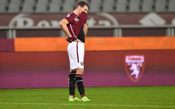  TURIN, ITALY - JANUARY 16: Andrea Belotti of Torino reacts after the Serie A match between Torino FC and Spezia Calcio at Stadio Olimpico di Torino on January 16, 2021 in Turin, Italy. Sporting stadiums around Italy remain under strict restrictions due to the Coronavirus Pandemic as Government social distancing laws prohibit fans inside venues resulting in games being played behind closed doors. (Photo by Valerio Pennicino/Getty Images)