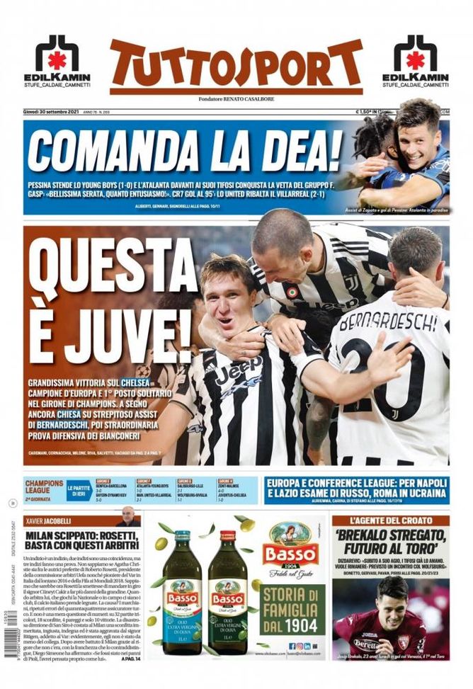 Prima Pagina, Tuttosport: “Questa è Juve! Comanda la Dea!” Prima Pagina, Tuttosport: “Questa è Juve! Comanda la Dea!”