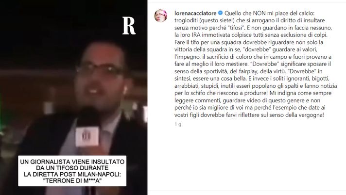 Milan-Napoli, l’attrice Lorena Cacciatore sull’aggressione al giornalista: “Vergogna” Napoli