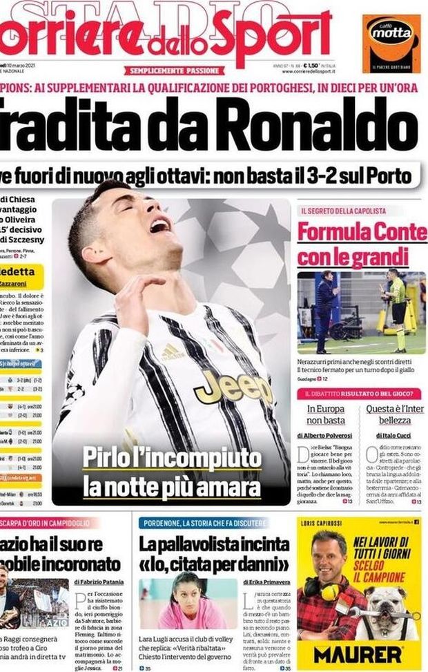 Prima Pagina, Corriere dello Sport: “Tradita da Ronaldo! Formula Conte con le grandi. La Lazio ha il suo Re, Immobile incoronato” Prima Pagina, Corriere dello Sport: “Tradita da Ronaldo! Formula Conte con le grandi. La Lazio ha il suo Re, Immobile incoronato”