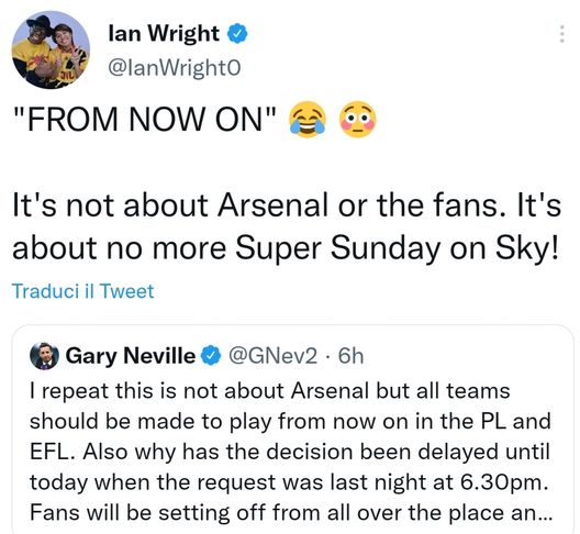 Derby di Londra rinviato, Gary Neville voleva giocare: lite social con Ian Wright- immagine 3