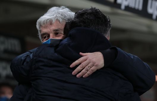 BERGAMO, ITALY - FEBRUARY 10: Atalanta BC coach Gian Piero Gasperini embraces SSC Napoli coach Ivan Gennaro Gattuso prior to the Coppa Italia match between Atalanta BC and SSC Napoli at Gewiss Stadium on February 10, 2021 in Bergamo, Italy. Sporting stadiums around Italy remain under strict restrictions due to the Coronavirus Pandemic as Government social distancing laws prohibit fans inside venues resulting in games being played behind closed doors. (Photo by Emilio Andreoli/Getty Images) BERGAMO, ITALY - FEBRUARY 10: Atalanta BC coach Gian Piero Gasperini embraces SSC Napoli coach Ivan Gennaro Gattuso prior to the Coppa Italia match between Atalanta BC and SSC Napoli at Gewiss Stadium on February 10, 2021 in Bergamo, Italy. Sporting stadiums around Italy remain under strict restrictions due to the Coronavirus Pandemic as Government social distancing laws prohibit fans inside venues resulting in games being played behind closed doors. (Photo by Emilio Andreoli/Getty Images)