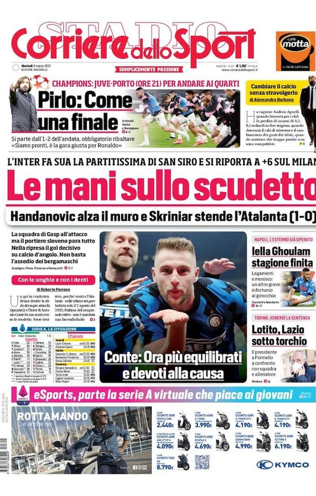 Prima Pagina, Corriere dello Sport: “Le mani sullo scudetto. Iella Ghoulam. Lotito, Lazio sotto torchio” 