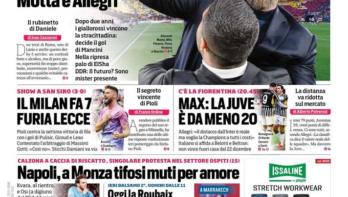 EDICOLA / CdS: Corsa CL, la Roma addosso: vince il derby e pressa Motta e Allegri - immagine 1