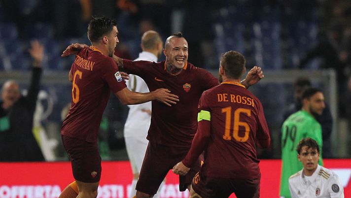 during the Serie A match between AS Roma and AC Milan at Stadio Olimpico on December 12, 2016 in Rome, Italy. 