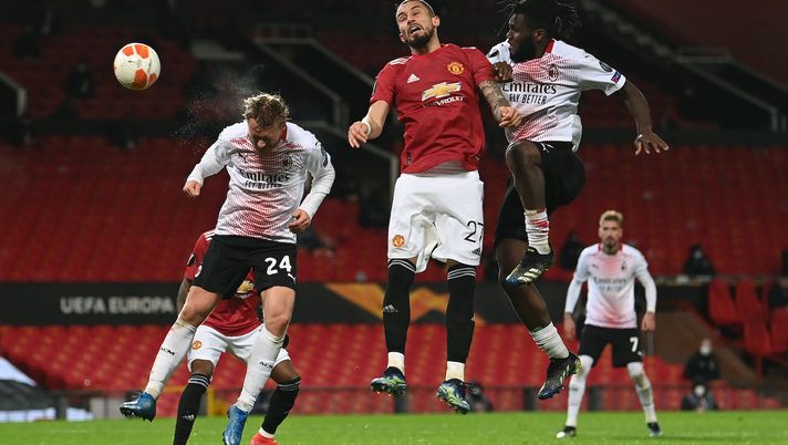 Il gol di Simon Kjaer (difensore AC Milan) in occasione di Manchester United-Milan 1-1 (Europa League 2020-2021) | News (Getty Images) Il gol di Simon Kjaer (difensore AC Milan) in occasione di Manchester United-Milan 1-1 (Europa League 2020-2021) | News (Getty Images)