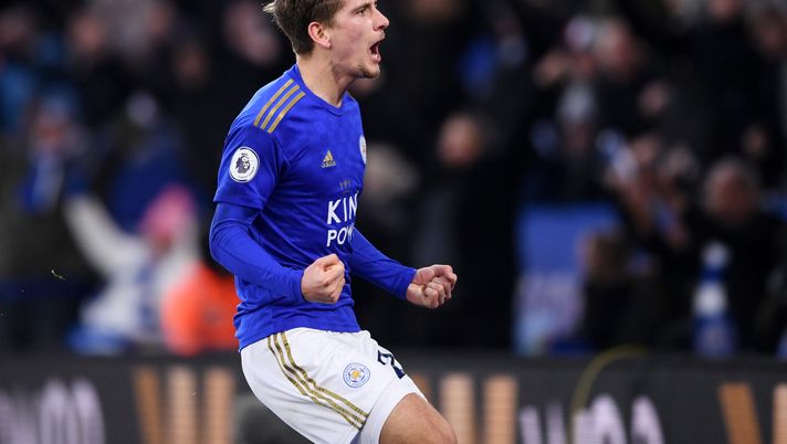 LEICESTER, ENGLAND - JANUARY 11: Dennis Praet of Leicester City celebrates after scoring his team's first goal during the Premier League match between Leicester City and Southampton FC at The King Power Stadium on January 11, 2020 in Leicester, United Kingdom. (Photo by Laurence Griffiths/Getty Images) LEICESTER, ENGLAND - JANUARY 11: Dennis Praet of Leicester City celebrates after scoring his team's first goal during the Premier League match between Leicester City and Southampton FC at The King Power Stadium on January 11, 2020 in Leicester, United Kingdom. (Photo by Laurence Griffiths/Getty Images)
