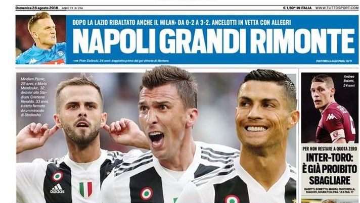 Prima Pagina, Tuttosport: “Tutti fenomeni. Napoli grandi rimonte. Inter-Toro, proibito sbagliare…”  Prima Pagina, Tuttosport: “Tutti fenomeni. Napoli grandi rimonte. Inter-Toro, proibito sbagliare…”