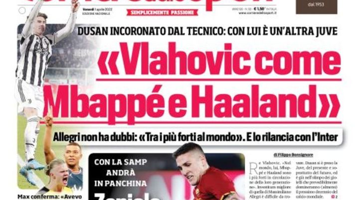 Prima Pagina, Corriere dello Sport: “Vlahovic come Mbappé e Haaland” - immagine 1