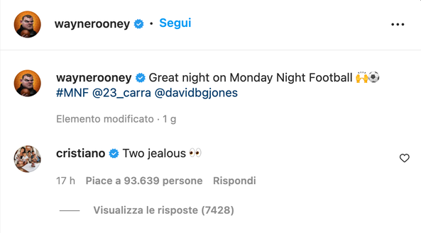 Cristiano Ronaldo risponde a Rooney e Carragher: “Due invidiosi”- immagine 1