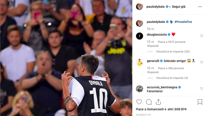 FOTO – Dybala, l’esultanza e il post che dice tutto: “Fino alla fine!” - immagine 1