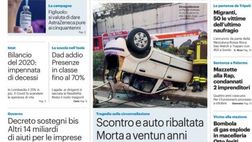 Prima Pagina, Giornale di Sicilia: “Vaccini le scorte straripano.Scontro e auto ribaltata, morta a ventun anni”