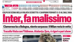 EDICOLA / CdS: Inter, fa malissimo. Clamoroso ko a Bologna e Milan in vetta