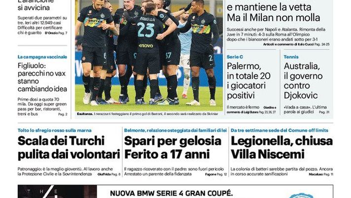Prima Pagina, Giornale di Sicilia: “Palermo, venti i giocatori positivi. Mercato fermo” - immagine 1