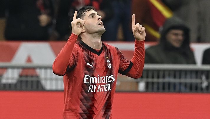 esultanza Christian Pulisic AC Milan Milan-Sassuolo 1-0 Serie A 2023-2024