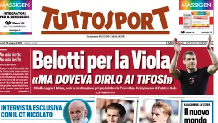 Prima Pagina, Tuttosport: “Belotti per la Viola. Lukaku vicino, l’Inter tratta”  Prima Pagina