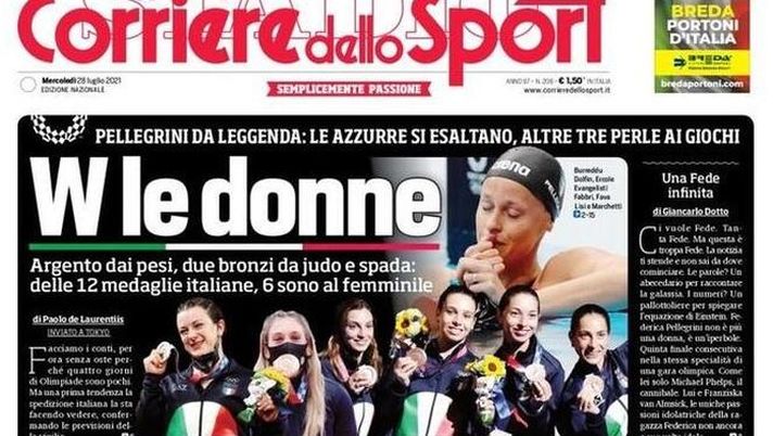 Prima Pagina, Corriere dello Sport: “W le donne! Sarri s’arrabbia, lo consola Romero” 