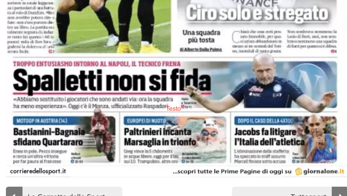 IL NAPOLI SUI MEDIA – Le prime pagine dei giornali di oggi 21 agosto 2022 IL NAPOLI SUI MEDIA – Le prime pagine dei giornali di oggi 21 agosto 2022 - immagine 1