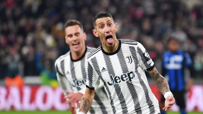 TURIN, ITALY - JANUARY 22: Angel Di Maria of Juventus celebrates after scoring the side's first goal during the Serie A match between Juventus and Atalanta BC at Allianz Stadium on January 22, 2023 in Turin, Italy. (Photo by Valerio Pennicino/Getty Images) Di Maria, Pogba, Vlahovic, Milik, Rabiot, Frattesi e due talenti: otto risposte con Agresti e Romano- immagine 1