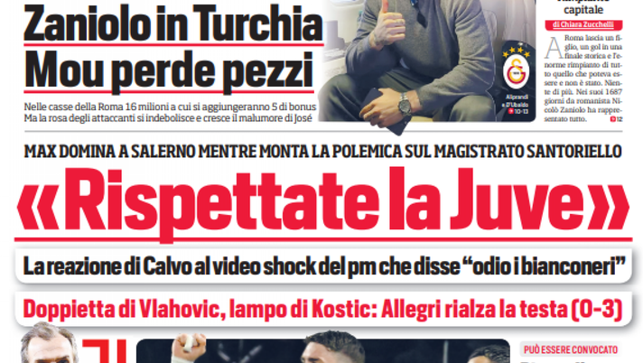 EDICOLA CDS – Zaniolo in Turchia. “Rispettate la Juve”, la reazione di Calvo al video del pm - immagine 1