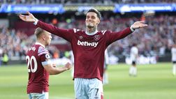 West Ham-Fulham, il gol del 2-1 di Scamacca