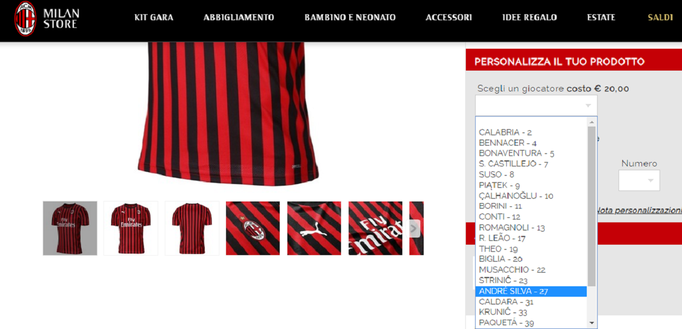 La maglia di André Silva sullo Store online di acmilan.com La maglia di André Silva sullo Store online di acmilan.com