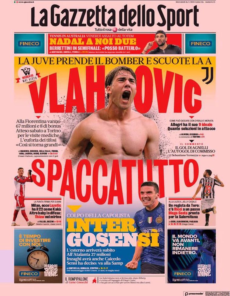 BUONGIORNO CITTACELESTE – LE PRIME PAGINE DEI PRINCIPALI QUOTIDIANI SPORTIVI – GUARDA BUONGIORNO CITTACELESTE – LE PRIME PAGINE DEI PRINCIPALI QUOTIDIANI SPORTIVI – GUARDA - immagine 1