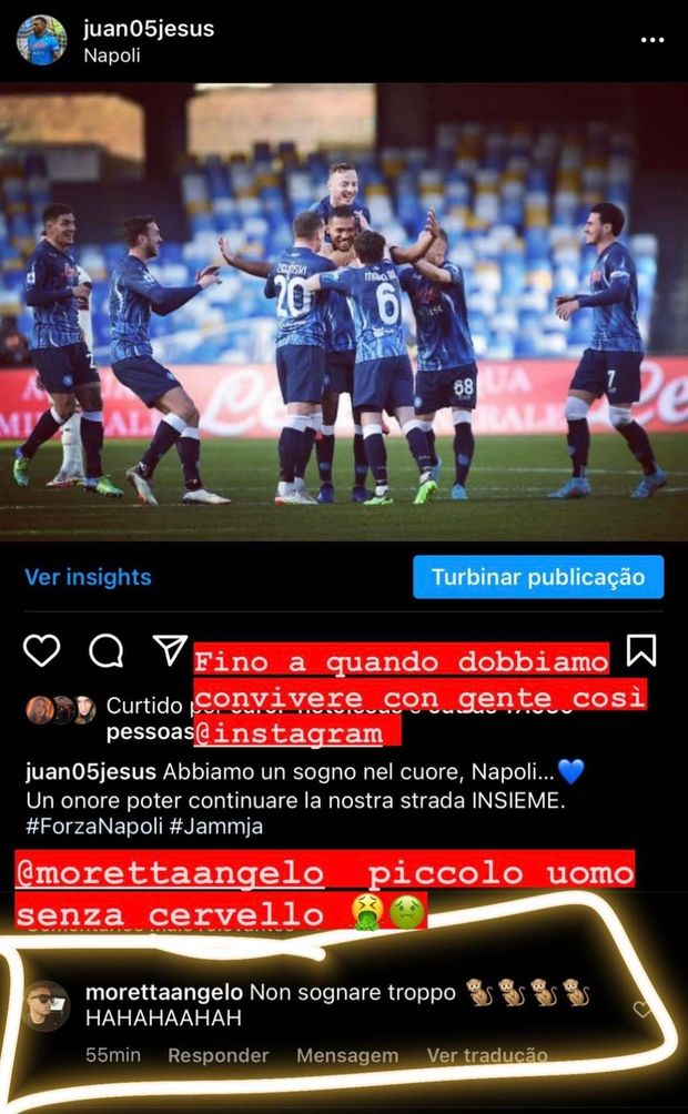FOTO Juan Jesus risponde furioso ad un becero commento razzista: “Piccolo uomo!”- immagine 3
