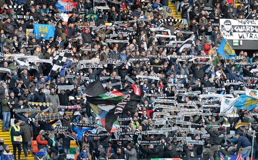 UDINE, ITALY - DECEMBER 18:  Udinese Calcio fans shows their support during the Serie A match between Udinese Calcio and FC Crotone at Stadio Friuli on December 18, 2016 in Udine, Italy.  (Photo by Dino Panato/Getty Images) 